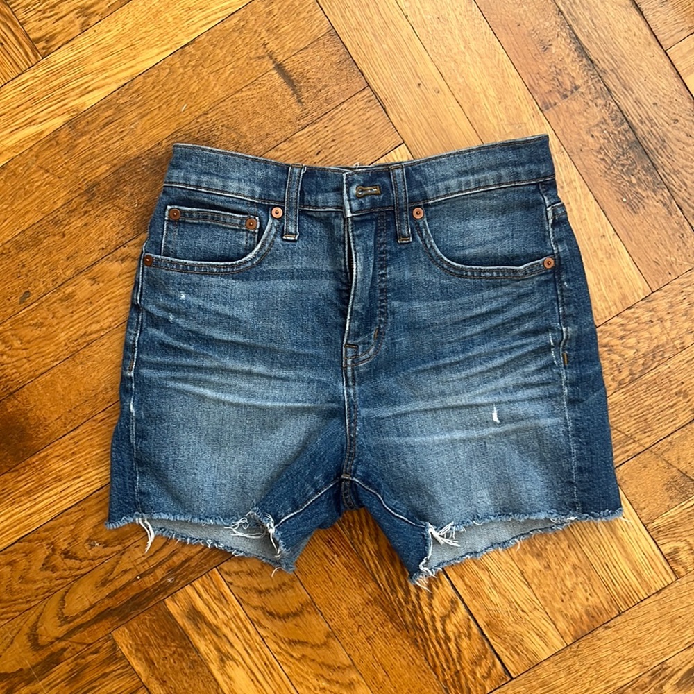 Madewell High-Rise Denim Shorts Distressed Medium Wash 24 Glenoaks Wash